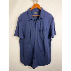Goodlife Shirt Mens XL Blue Short Sleeve Button Down Slub Cotton Casual Pocket